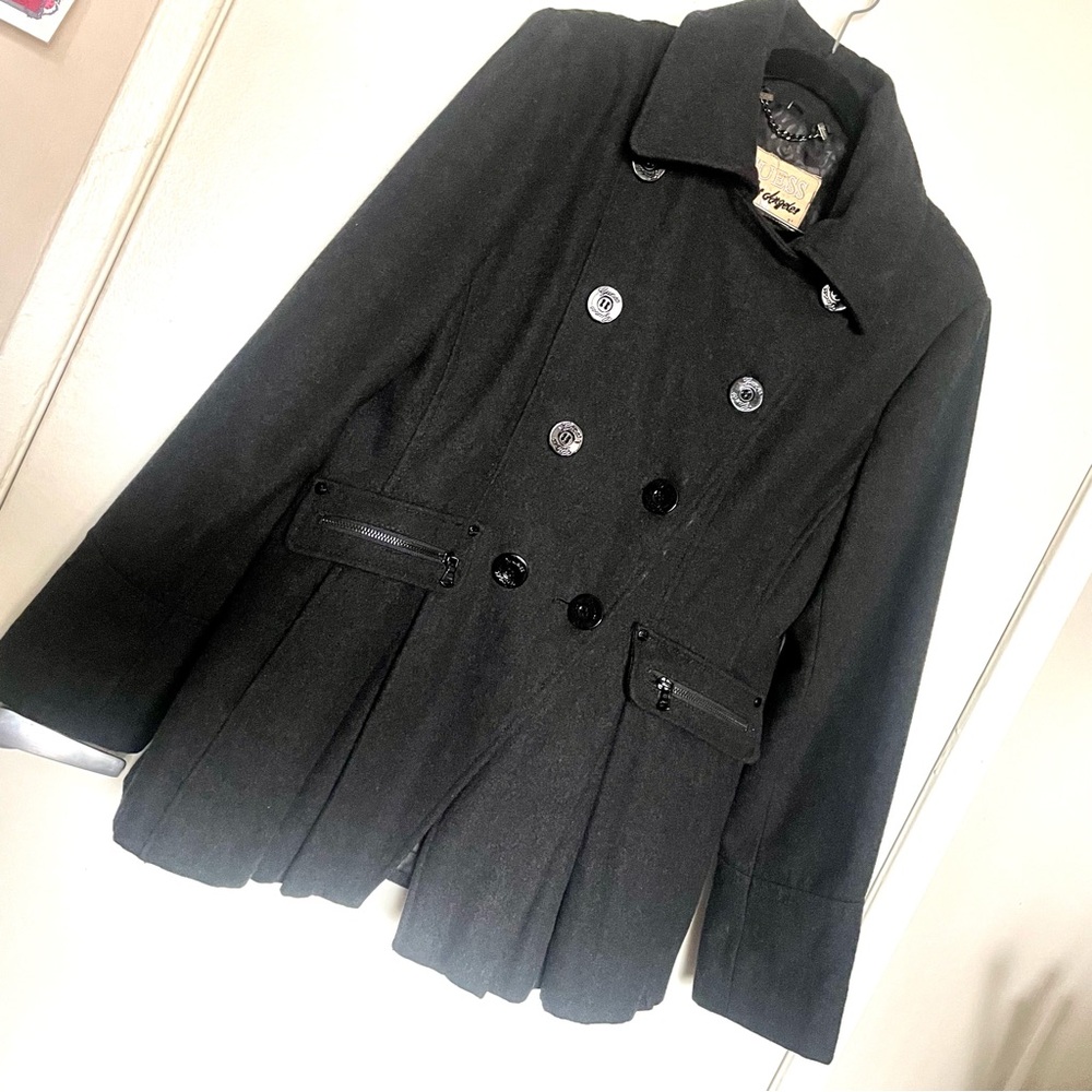 Guess Los Angeles Black Double-Breasted Peacoat